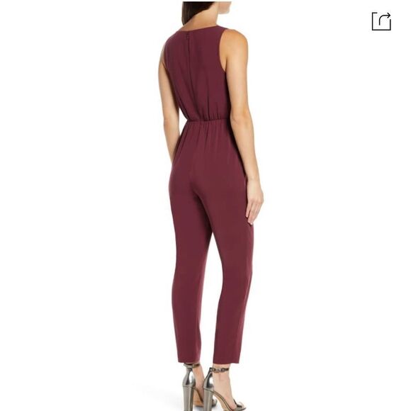 Burgundy jumpsuit ALI & Jay Slim Leg Asymmetrical Jumpsuit Small NWT Retail $138 - Picture 6 of 9